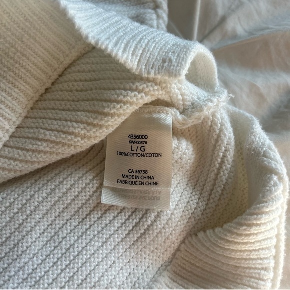 Womens Large Kenneth Cole Reaction 100% Cotton White Cowl Neck Sweater - Picture 3 of 6